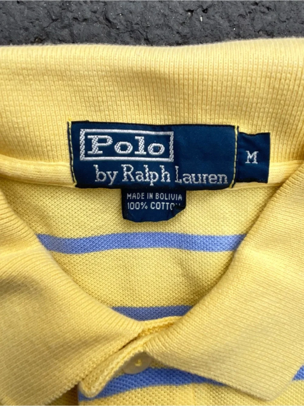 Polo Ralph Lauren classic yellow and blue striped short-sleeve polo shirt Size M